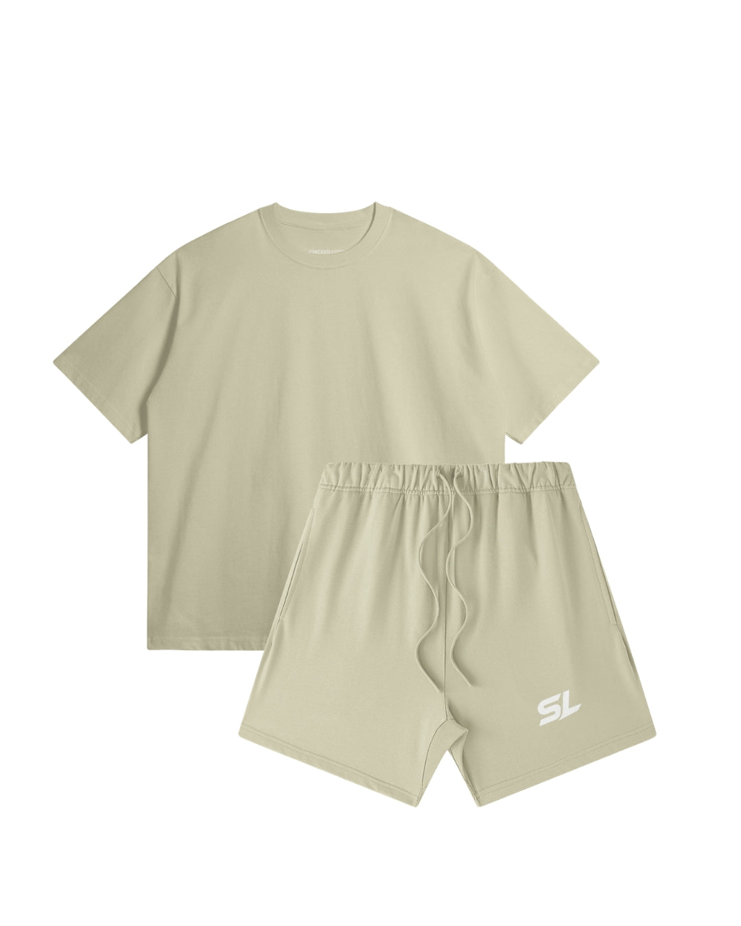 SL Pastel Gray Oversized Tee & Sweat Shorts Set