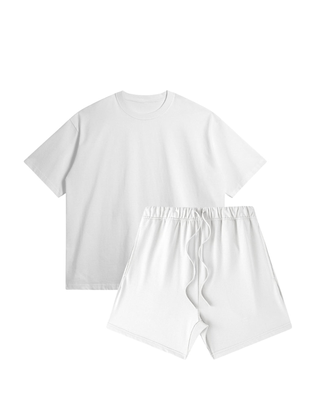 SL White Oversized Tee & Sweat Shorts Set