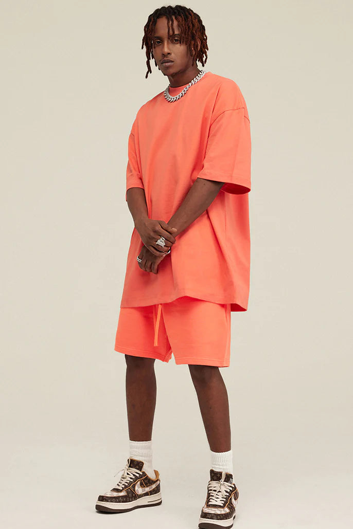 SL Salmon Oversized Tee & Sweat Shorts Set