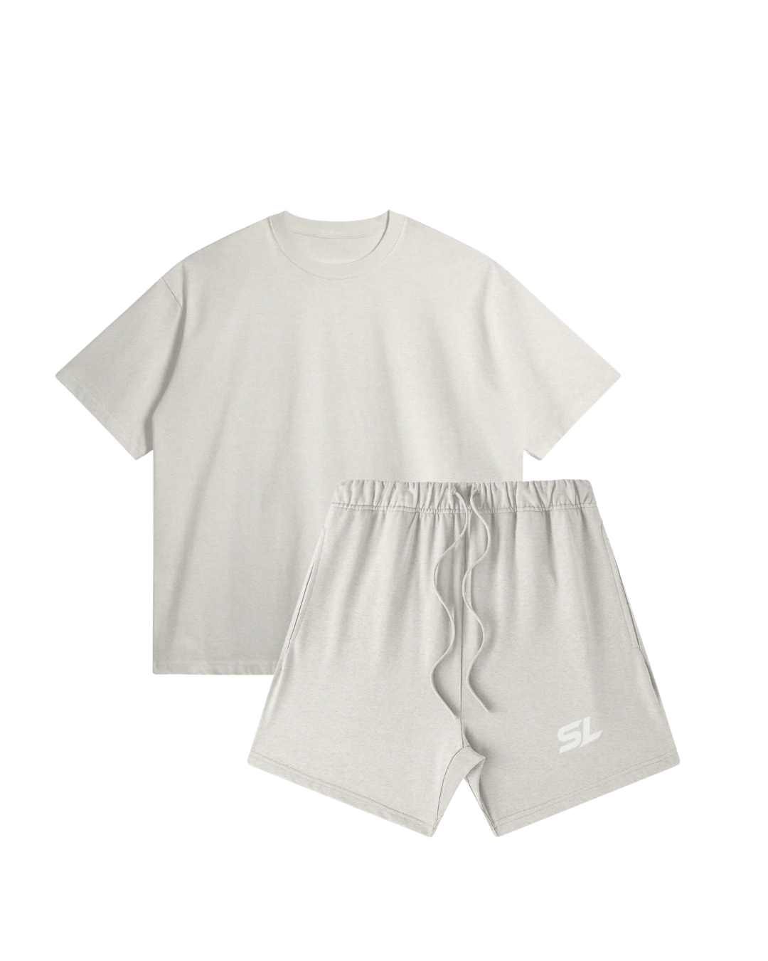 SL Heather Gray Oversized Tee & Sweat Shorts Set