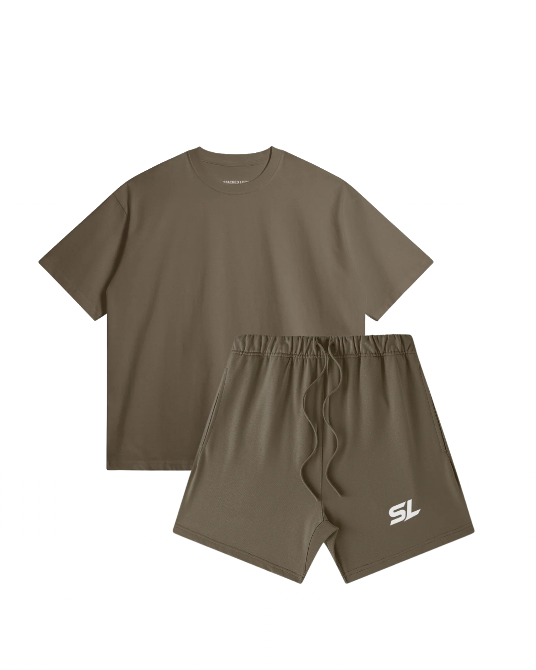 SL Dark Taupe Oversized Tee & Sweat Shorts Set