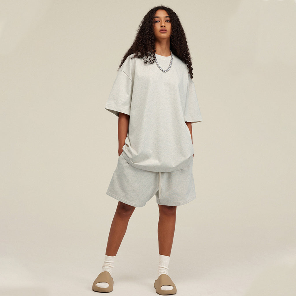 SL Heather Gray Oversized Tee & Sweat Shorts Set