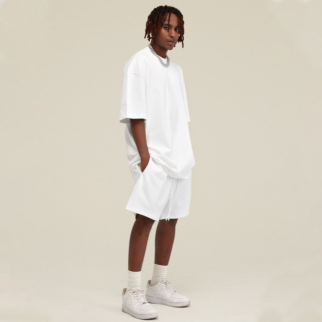 SL White Oversized Tee & Sweat Shorts Set