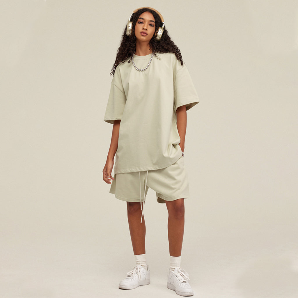 SL Pastel Gray Oversized Tee & Sweat Shorts Set