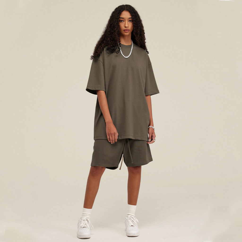 SL Dark Taupe Oversized Tee & Sweat Shorts Set